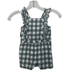 Rachel Zoe Gingham Ruffle Romper Bow Accent Toddler Girls 3T Gray White